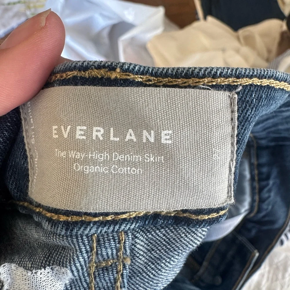 Everlane Way High Daisy Embroidered Denim Skirt Organic Cotton Cottagecore Chic - Picture 8 of 8